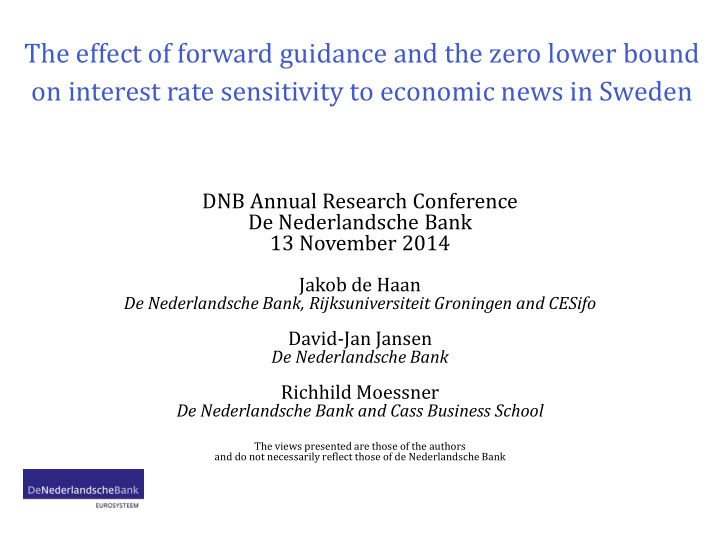 dnb annual research conference de nederlandsche bank 13