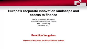 Europes corporate innovation landscape and  access to finance  Annual Economics Conference: