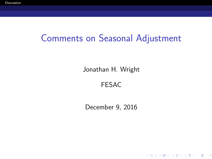 comments on seasonal adjustment