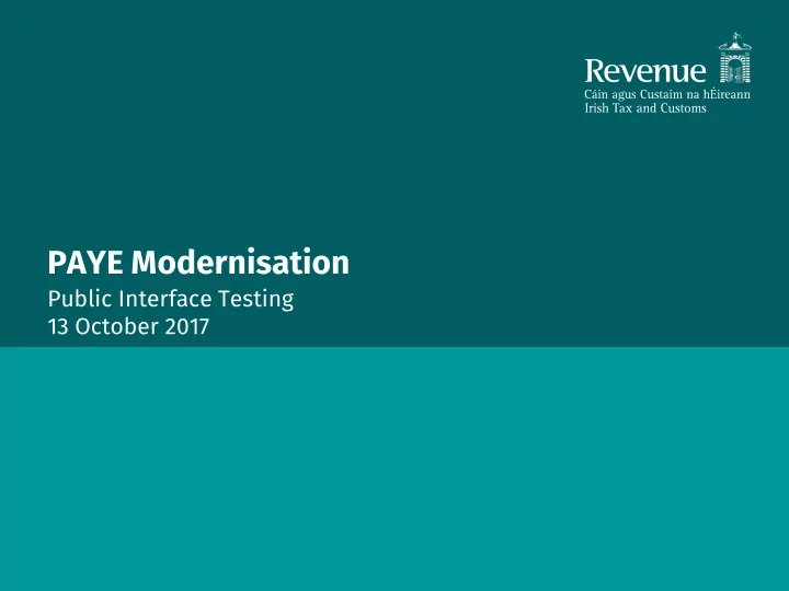 paye modernisation