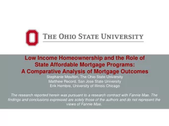 Low Income Homeownership and the Role of  State Affordable Mortgage Programs:  A Comparative