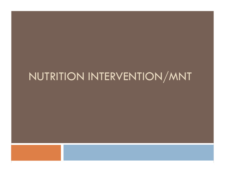 nutrition intervention mnt interventions mnt