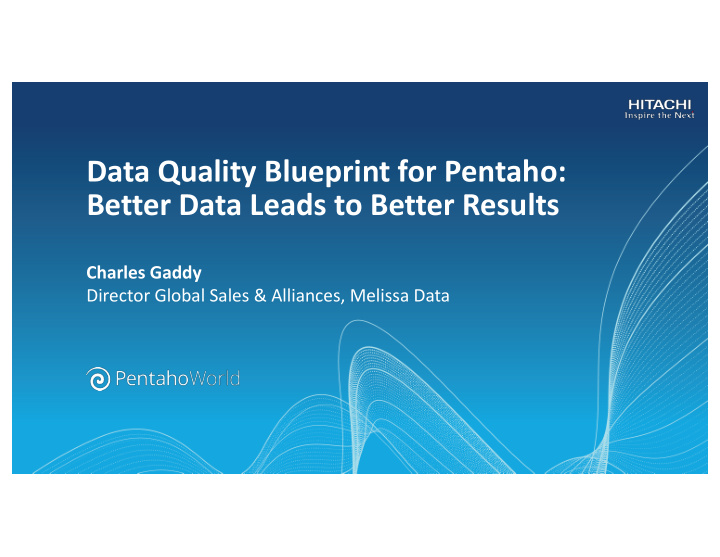 data quality blueprint for pentaho better data leads to