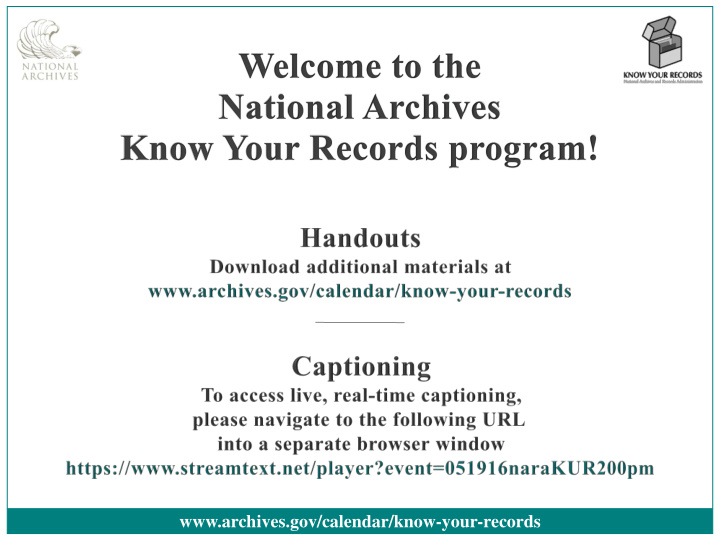 www archives gov calendar know your records
