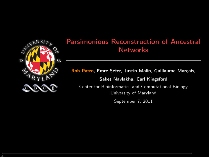 parsimonious reconstruction of ancestral networks