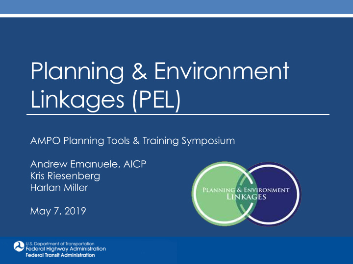 planning amp environment linkages pel