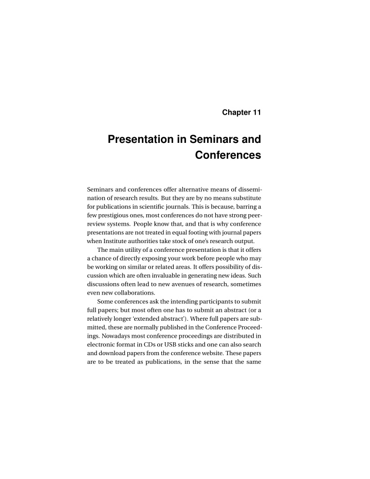 presentation in seminars and conferences