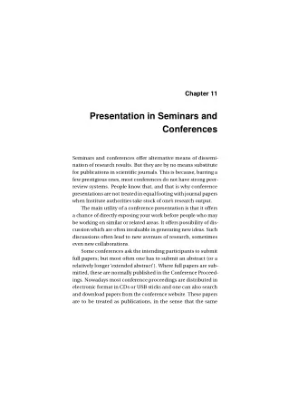 Presentation in Seminars and  Conferences  Seminars and conferences offer alternative means of