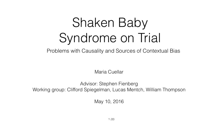 shaken baby syndrome on trial