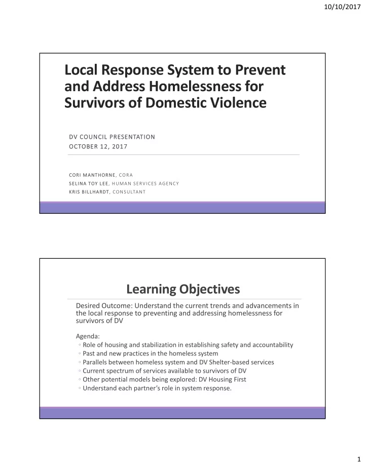 local response system to prevent and address homelessness