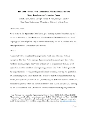 The Data Vortex: From Interbellum Polish Mathematics to a Novel Topology for Connecting Cores 1