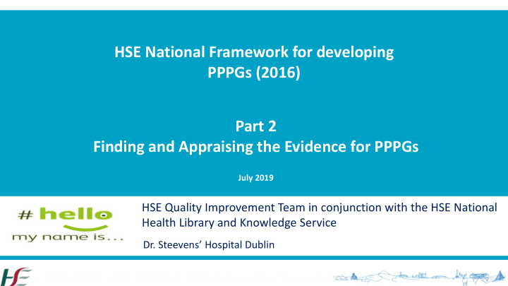 hse national framework for developing pppgs 2016