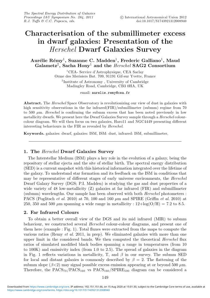 characterisation of the submillimeter excess in dwarf