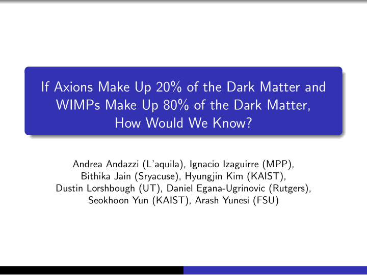 if axions make up 20 of the dark matter and wimps make up