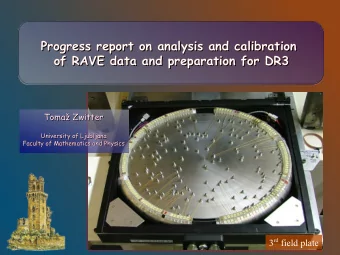 Progress report on analy  lysis and calibration  Progress report on analysis and calibration  of  f