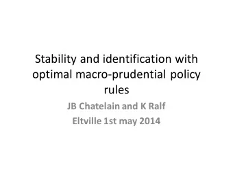 Stability and identification with  optimal macro-prudential policy  rules  JB Chatelain and K Ralf