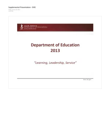2013  ,..,Learning, Leadership, Servicen doe . sd . go v  ~ s o u t h d a k o t a  ~\ DEPARTMENT OF