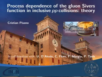 Process dependence of the gluon Sivers function in inclusive pp collisions: theory  Cristian Pisano