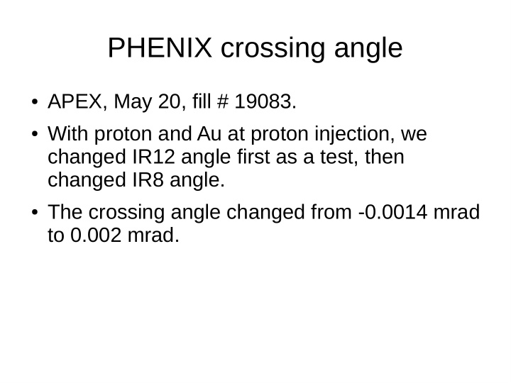 phenix crossing angle
