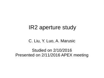 IR2 aperture study  C. Liu, Y. Luo, A. Marusic  Studied on 2/10/2016  Presented on 2/11/2016 APEX