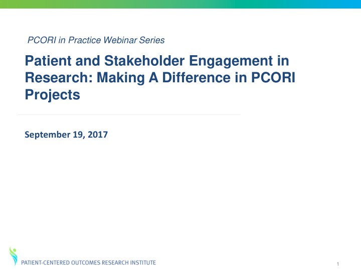 patient and stakeholder engagement in research making a