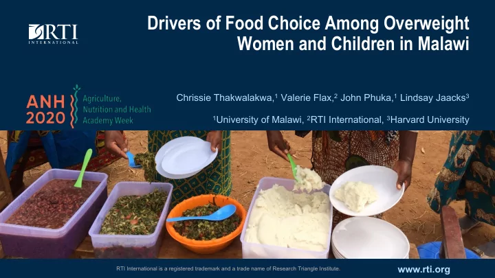 drivers of food choice among overweight women and