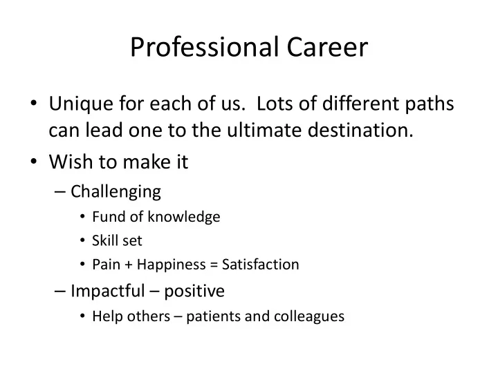 professional career