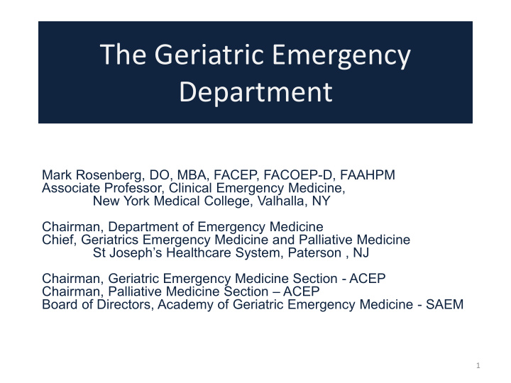 the geriatric emergency department