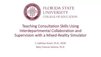 Teach  ching Consultation Skills Using  In  Inter  erdep  epartmen  mental Co  Collaboration and