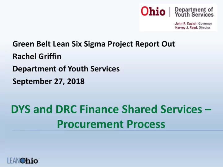dys and drc finance shared services procurement process