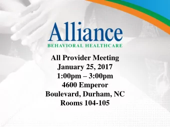 1:00pm  3:00pm  4600 Emperor  Boulevard, Durham, NC  Rooms 104-105  Welcome and Introductions