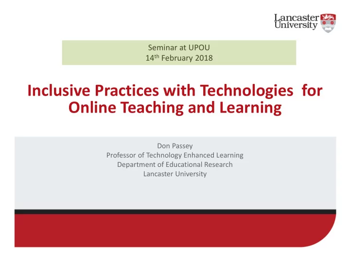 inclusive practices with technologies for online teaching