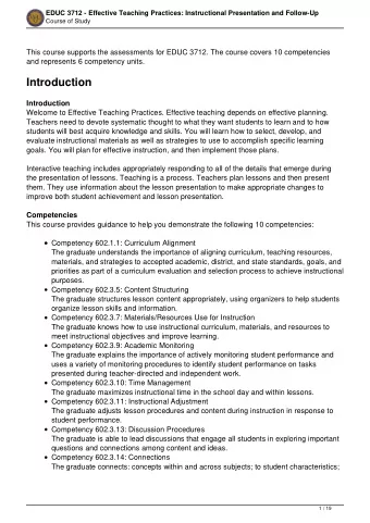 Introduction  Introduction  Welcome to Effective Teaching Practices. Effective teaching depends on