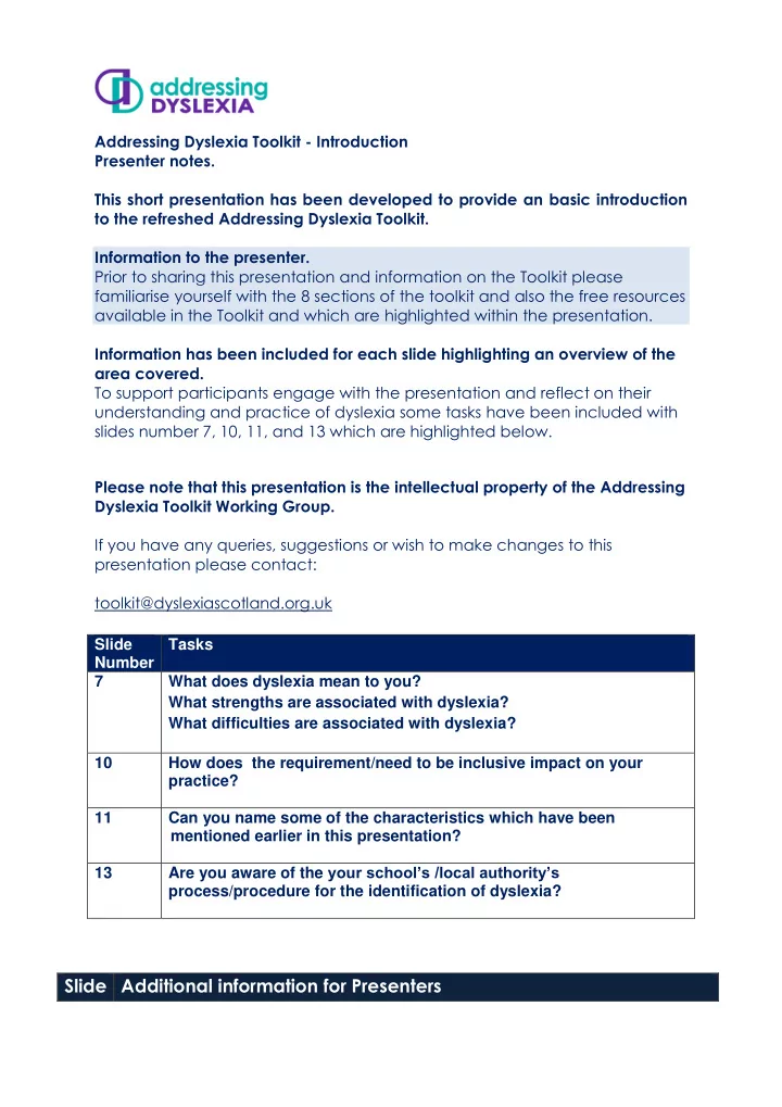 slide tasks number 7 what does dyslexia mean to you what