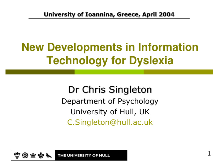 new developments in information technology for dyslexia