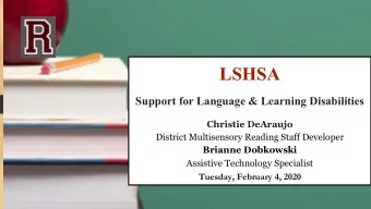 LSHSA  Support for Language &amp; Learning Disabilities  Christie DeAraujo  District Multisensory