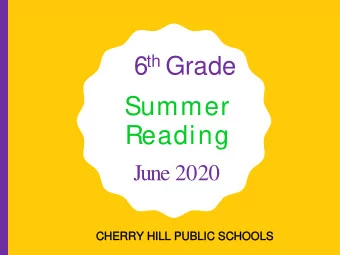Summer  Reading  June 2020  CHERRY HILL PUBLIC SCHOOLS  CHERRY HILL PUBLIC SCHOOLS  Summer Reading