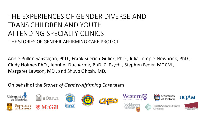 the experiences of gender diverse and trans children and