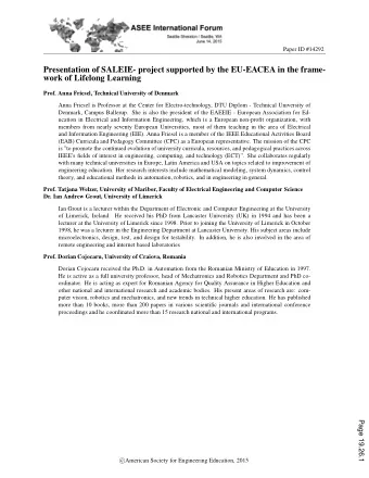 Presentation of SALEIE- project supported by the EU-EACEA in the frame-  work of Lifelong Learning