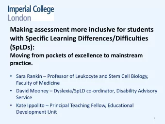 Making assessment more inclusive for students  with Specific Learning Differences/Difficulties
