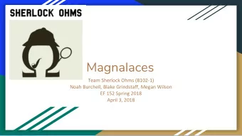 Magnalaces  Team Sherlock Ohms (B102-1)  Noah Burchell, Blake Grindstaff, Megan Wilson  EF 152
