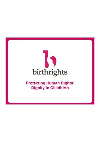 Protecting Human Rights:  Dignity in Childbirth  Introduction  Who we are and what we do  - Set up
