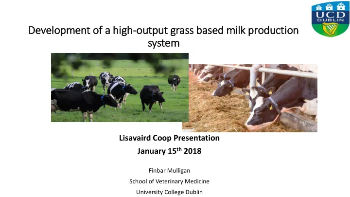 development of a hig igh output grass based milk ilk