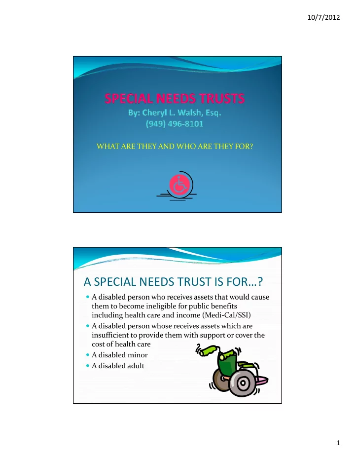 a special needs trust is for