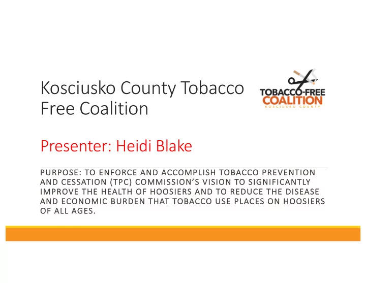 kosciusko county tobacco free coalition