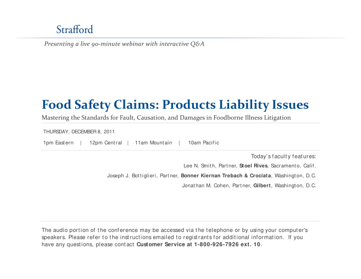 food safety claims products liability issues