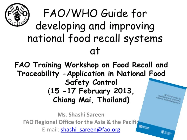 fao who guide for