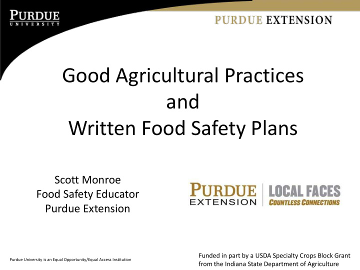good agricultural practices and written food safety plans