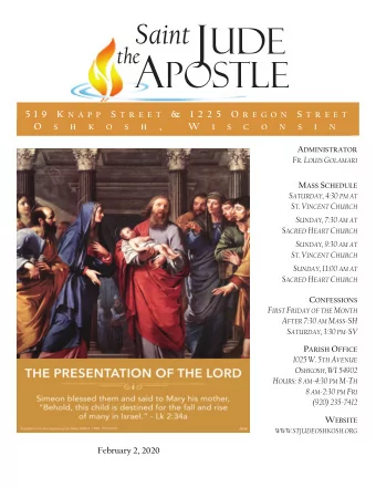 Saint UDE  J the A POSTLE 5 1 9  K N A P P S T R E E T &amp;  1 2 2 5  O R E G O N S T R E E T  O