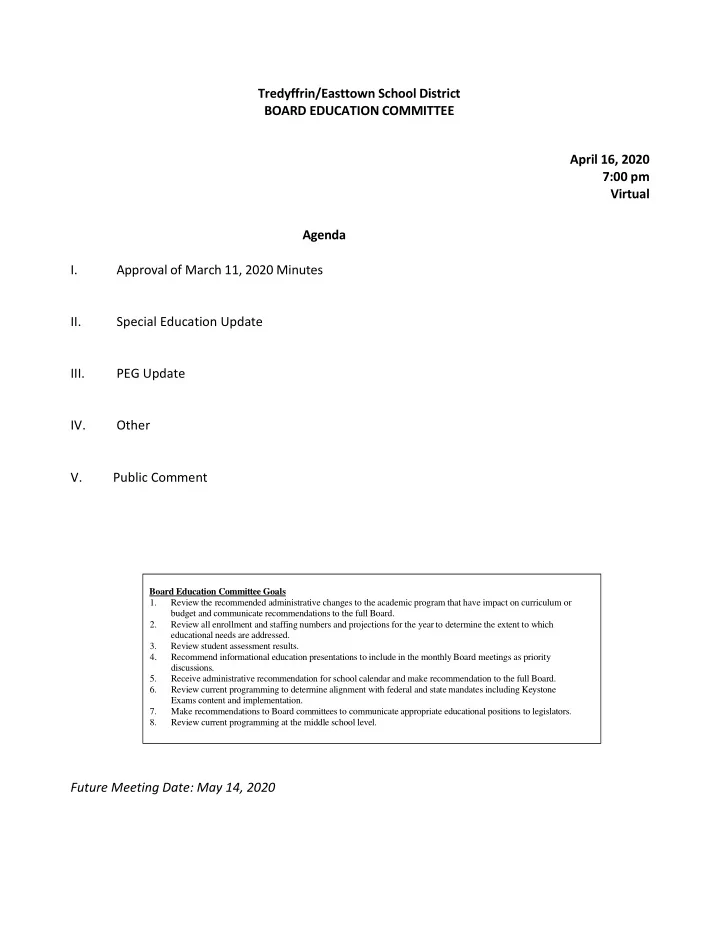tredyffrin easttown school district board education